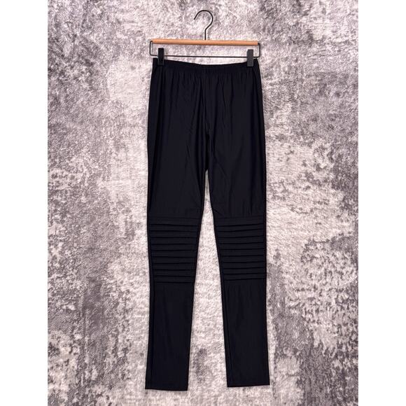 Ruti Pants 0 Womens Black Pull On Moto Knee Tech Fabric Nylon Stretch - Picture 1 of 7